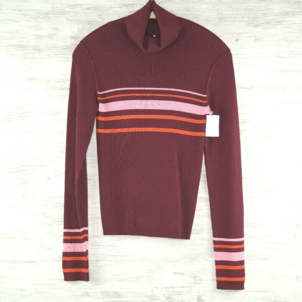 Free People Turtleneck Sweater Sz M Burgundy Pink